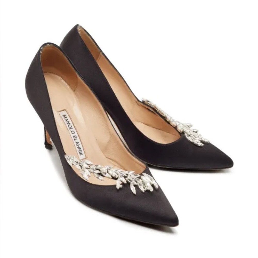 Manolo Blahnik Nadira Satin Pumps Heels - Picture 4 of 5